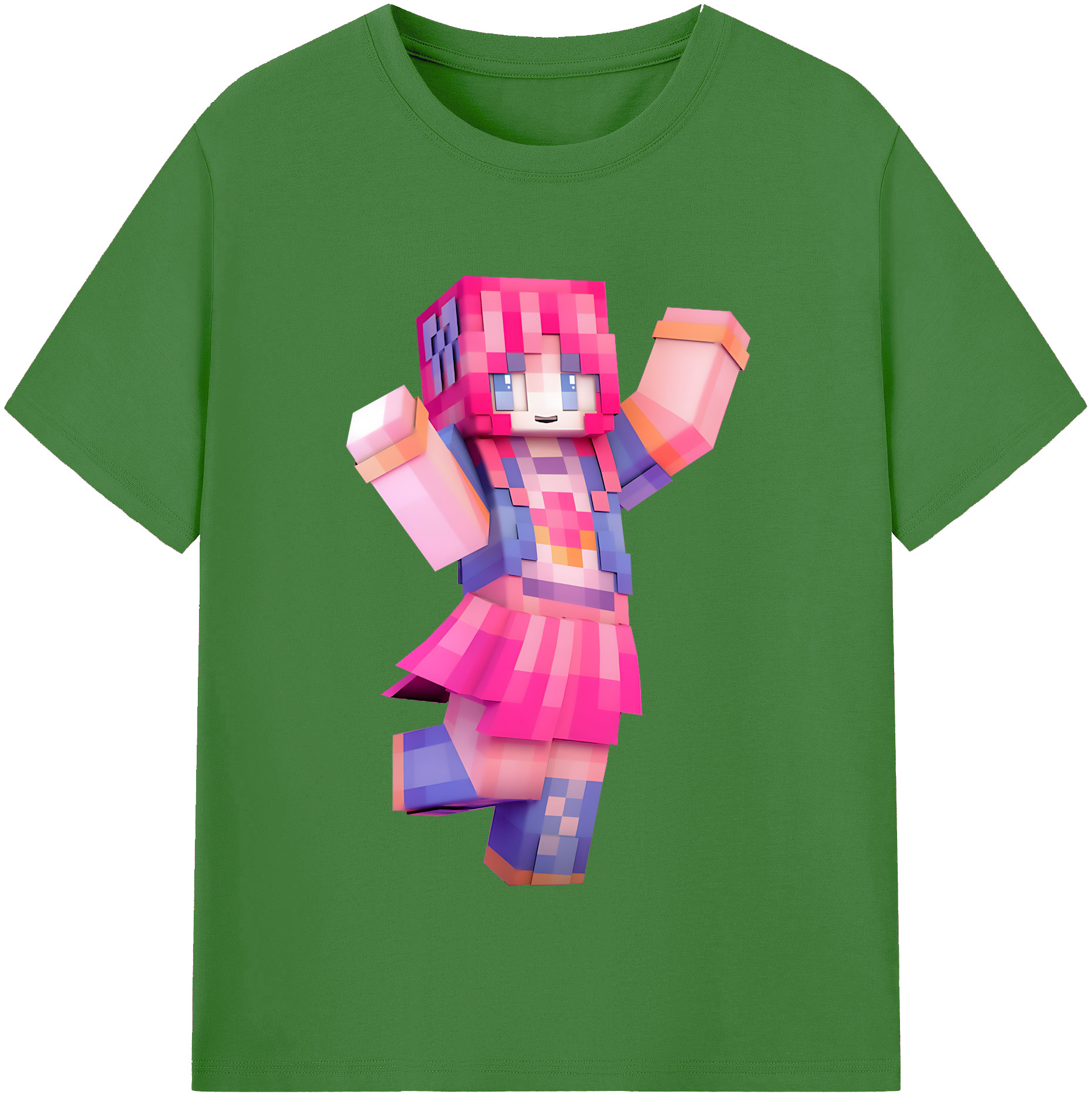 （画像用） マインクラフト ブロックの世界 Minecraft MC Block world レディースカジュアルプリントTシャツ（綿100％）